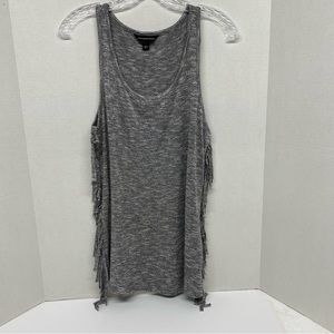 Rock & Republic Womens Gray Sleeveless Tank W/ Fringe on each side Size S Soft